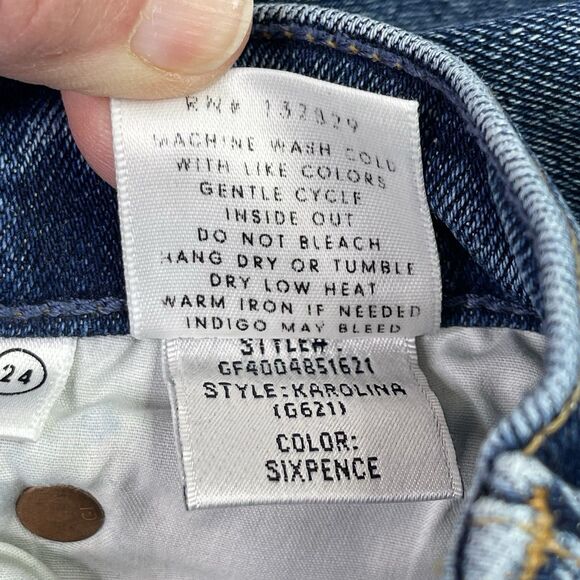 GRLFRND Karolina Jeans Women’s 24 Blue Skinny Mid-Rise Medium Wash Button Fly - Picture 11 of 16